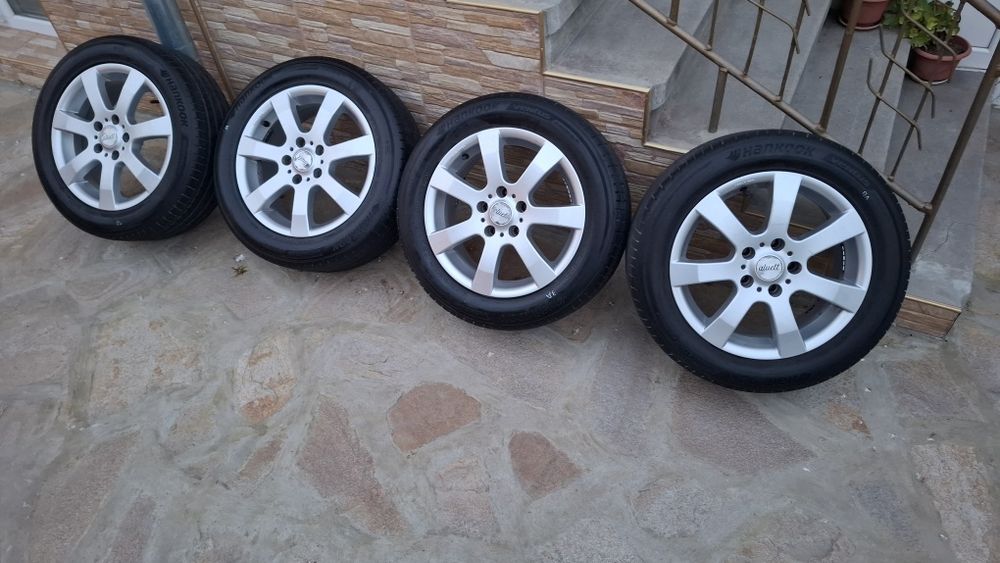Продавам 4бр. алуминиеви джанти Ronal 16" 5x112 с гуми Hankook
