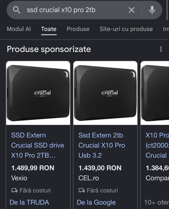 Ssd portabil Extern Crucial X10 Pro 2Tb Nou