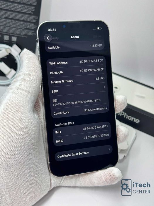 iPhone 13 Pro 128GB Silver, 100% батерия, НЕРАЗЛИЧИМ ОТ НОВ, 1г. ГАРАНЦИЯ!
