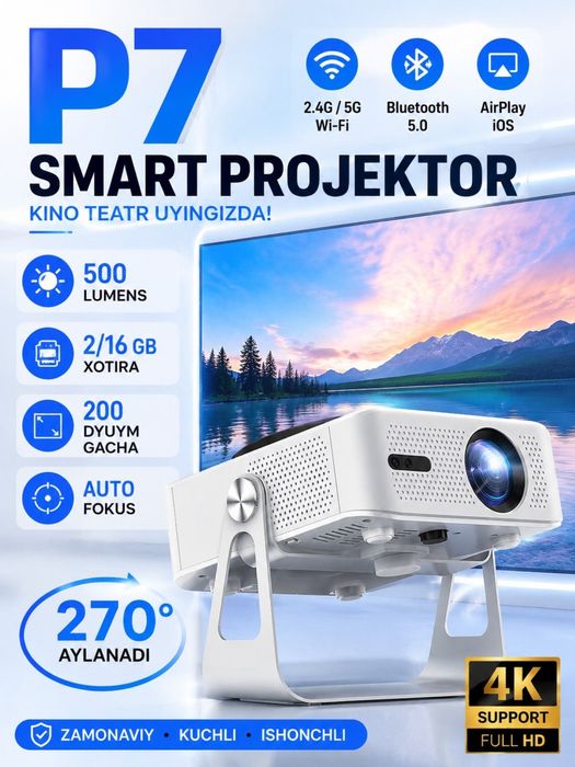 Proektor p7 ultra uyingizni kinoteatrga aylantiring
