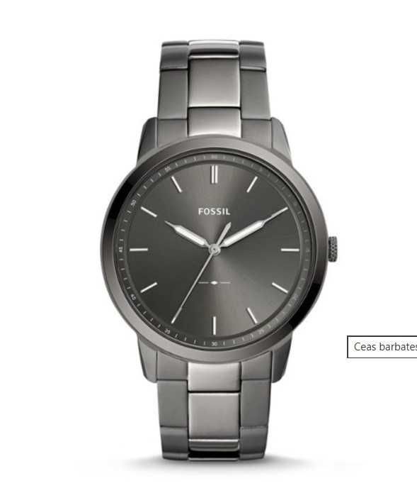 Fossil, Ceas din otel inoxidabil The Minimalist, Argintiu inchis