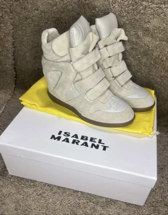ghete sneakers Isabel Marant Bekett crem alb bej ecru marime 37 38 39 36 40 platforma y2k opium Balenciaga Golden Goose Amiri Lanvin