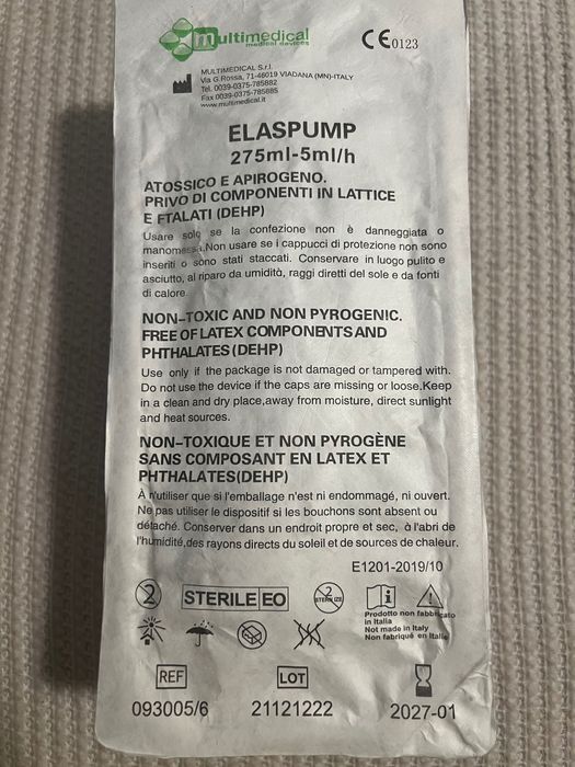 Pompa elastomerica administrare chimioterapice 275ml