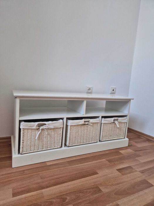 Bancă JYSK OURE cu 3 coșuri - alb