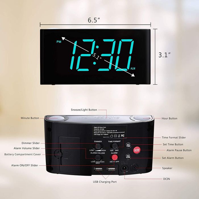 Электронные Часы Будильник со светильником 12/24 светодиодный дисплей