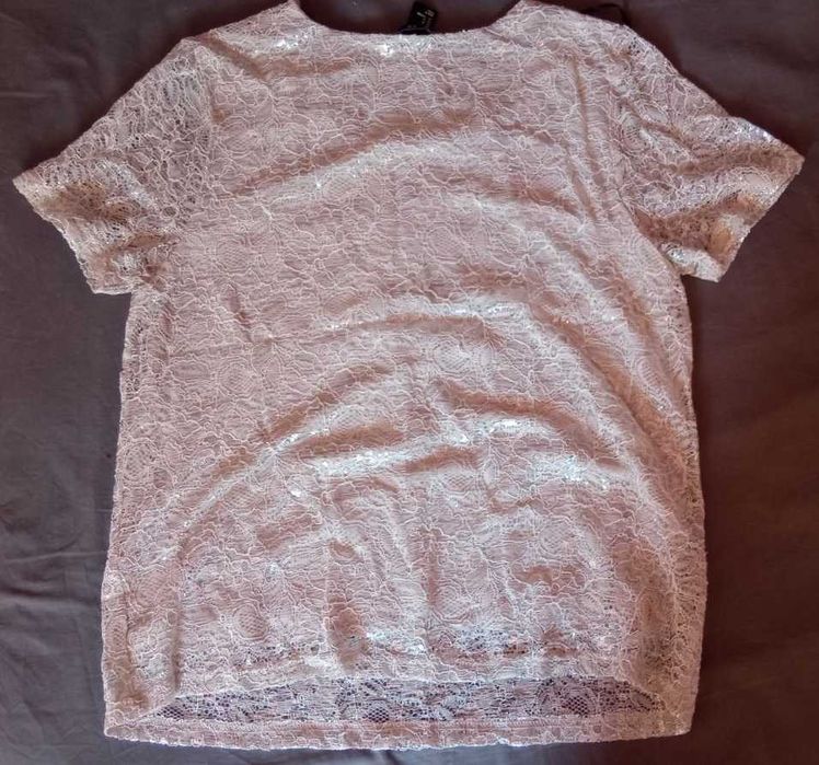 Дамска дантелена блуза къс ръкав, размер М