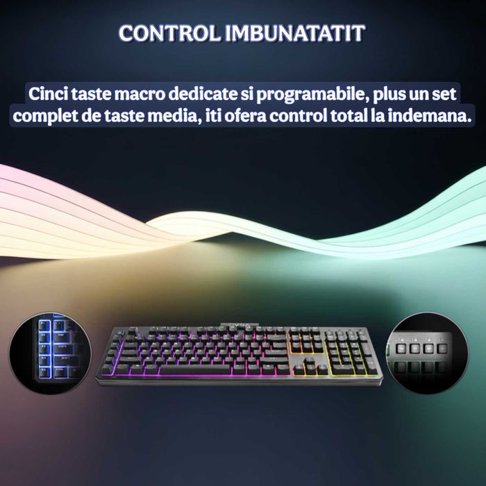 Tastatura gaming eVGA Z12 RGB, 5 taste dedicate