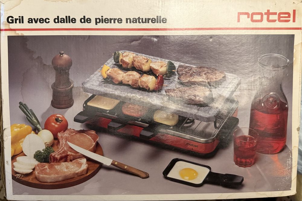 Rotel парти грил с естествена каменна плоча чисто нов пълен комплект