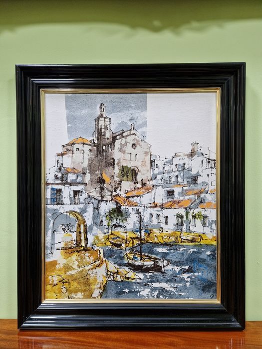 Страхотна майсторска авторска антикварна картина испанска