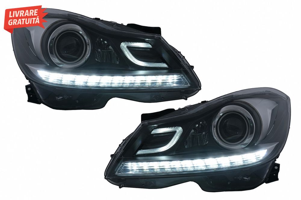 Faruri LED DRL Mercedes C-Class W204 S204 Facelift (2011-2014) Negru S