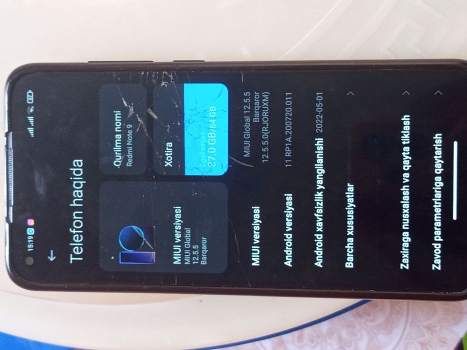 Redmi note 9 telefon ekrani chatnagan telfon masla bir marta ochilban