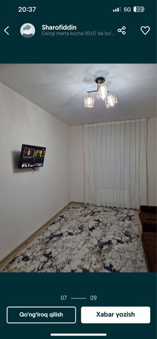 Sergile choshtepa metro kvartira sotiladi 7-etaj 53000$