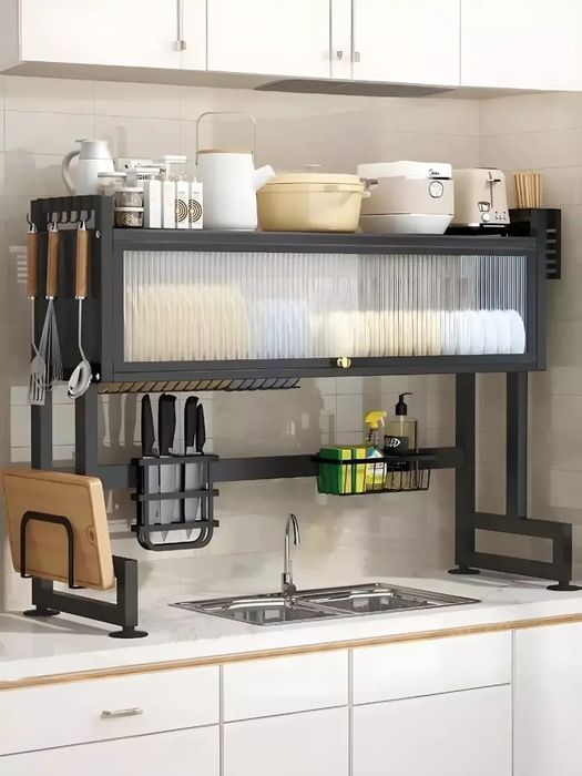 Metall oshxona idishlar qurutgichi, rakovina ustiga, ko'p funktsiyali,