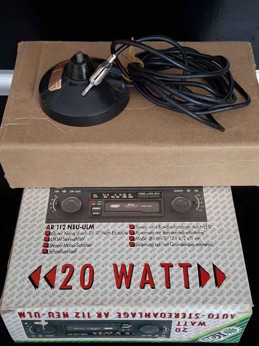 Комплект авто радиокасетофон ICS, две тонколонки и външна авто антена