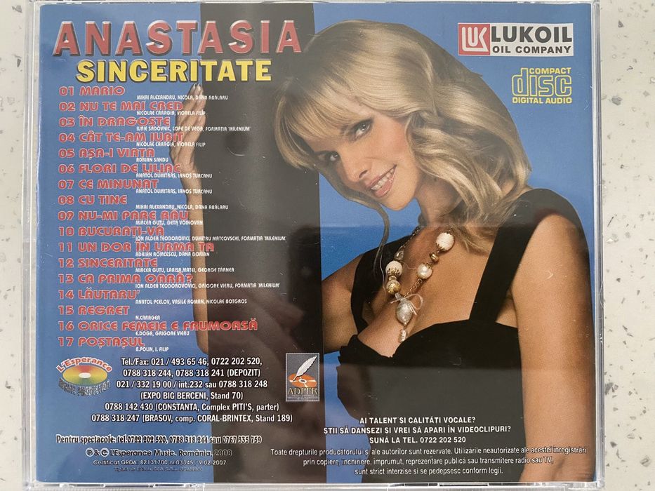 Dublu CD Anastasia Lazariuc,(Mi-e dor) si (Sinceritate)
