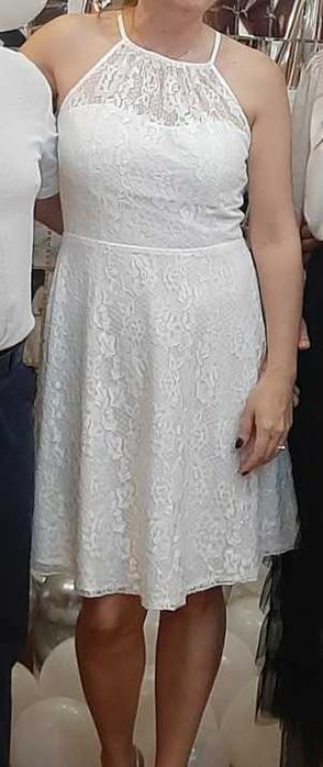 Черна дантелена рокля Люци, Дантелена бяла, GUESS S