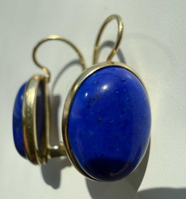 Cercei Cellini originali din aur 18K cu Lapis Lazuli natural – vintage luxury