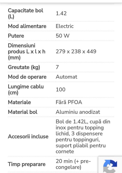 Aparat de inghetata nou sigilat cuisinart! Cu certificat de garantie!