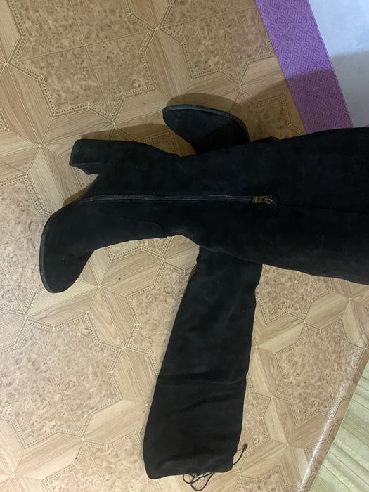 Ботфорты на каблуках замша