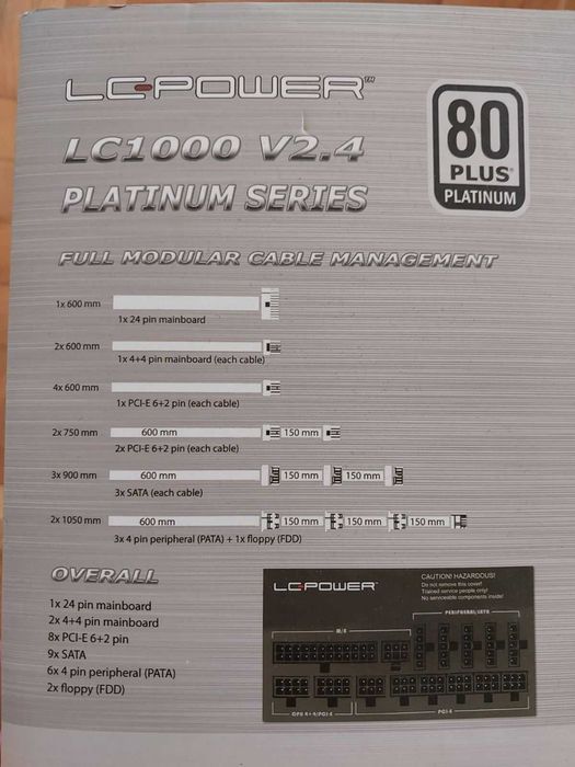 LC-Power 1000W Platinum LC1000 V2.4 - компютърно захранване
