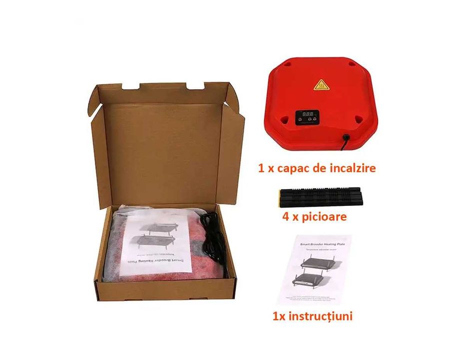 Încălzitor brooder pui cu LED, control temperatură 30 pui 16x16 inch