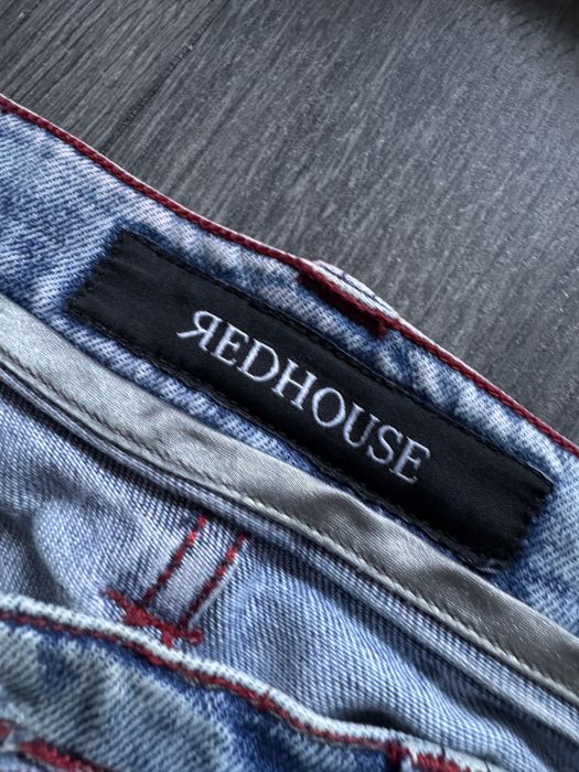 Blugi moto / biker Redhouse distressed cu fermoar la gleznă – Mărimea 31