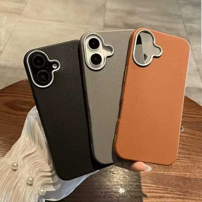 Силиконов кейс за iPhone 14 / 15 / 16 серия имитация на кожа