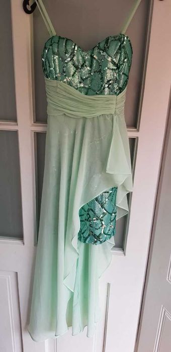 Rochie de seara deosebita cu paiete si trena din voal, mar,M