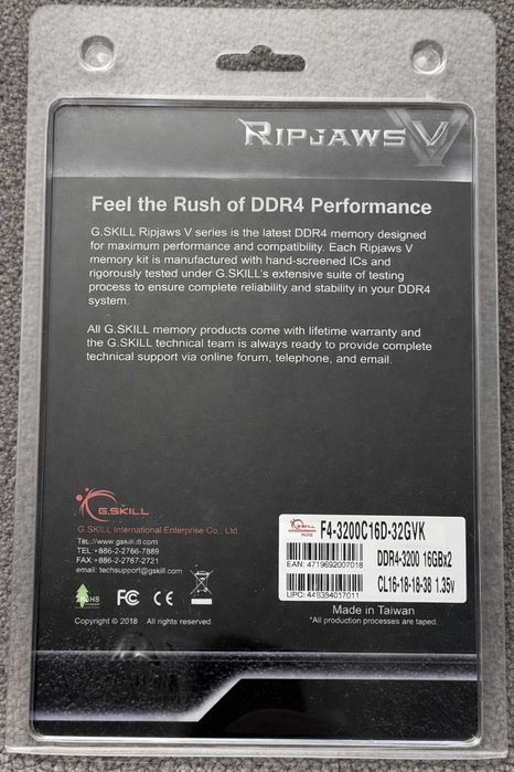 G.SKILL Ripjaws V Series 32GB (2 x 16GB) DDR4 3600 RAM