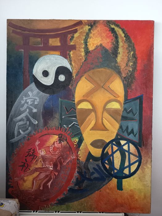 Tablou Vechi Pictat Cu Forme Oculte