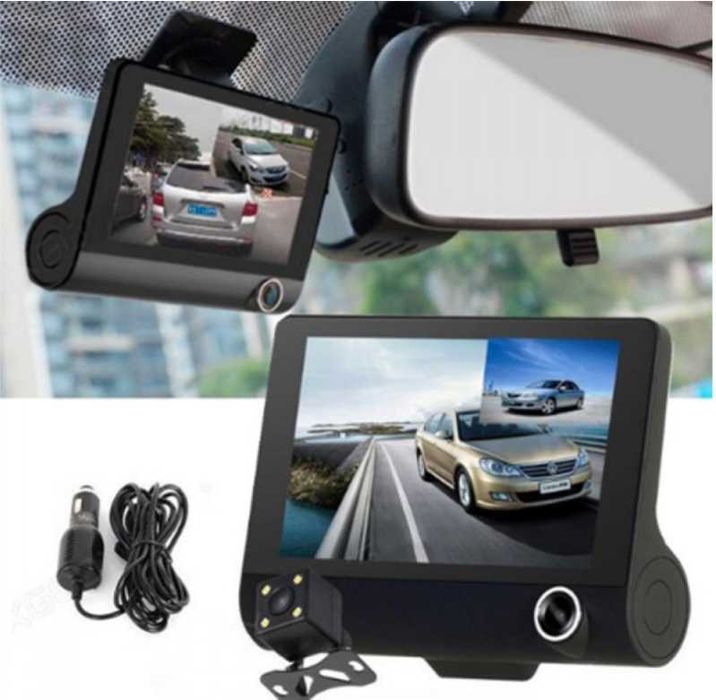 Видеорегистратор Full HD 1080P с 3 Камери и 4 Дисплей