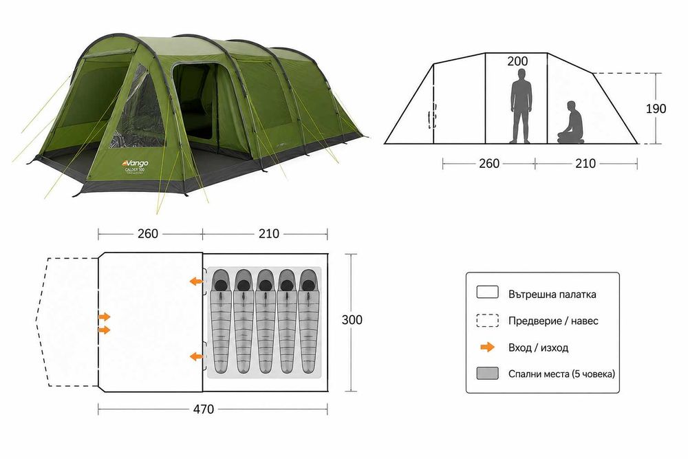 Палатка Vango Calder 500 – 5 местна къмпинг палатка