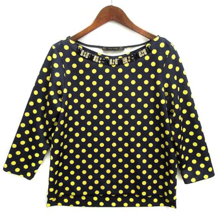 Bluza Zara bleumarin cu buline galbene marimea M