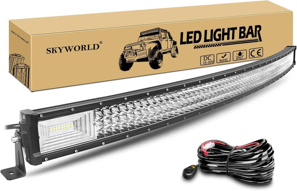 Bară luminoasă LED curbată SKYWORLD de 52 inchi și 675 W