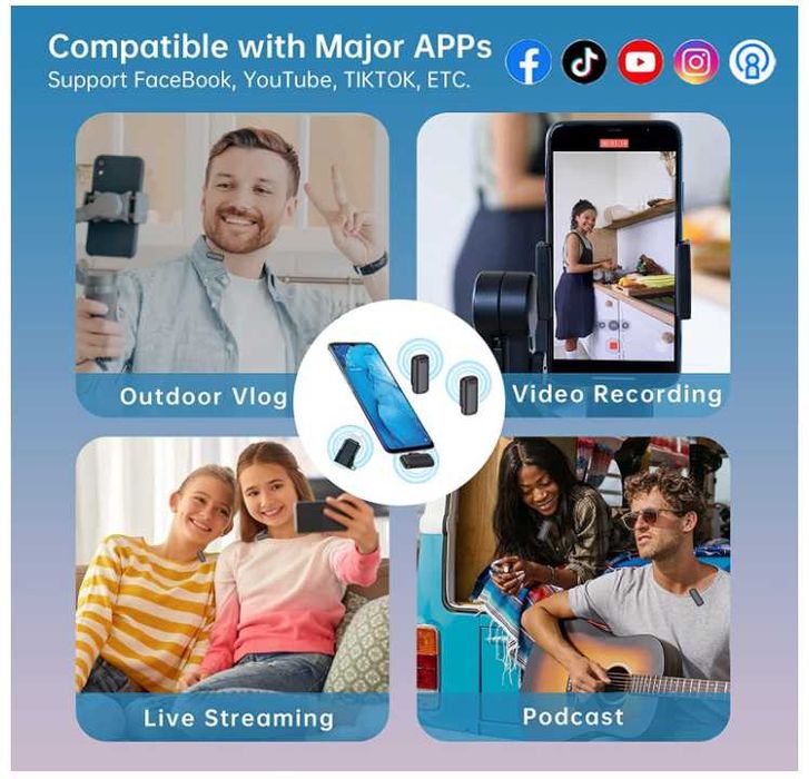 Microfoane wireless IOS Android Lavaliera wireless Bluetooth TIKTOK