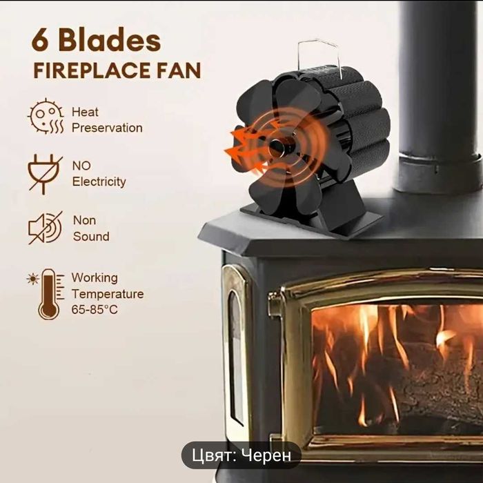 Малък Вентилатор за Камина печка Автономен с термогенератор повишавакп