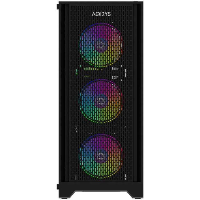 Carcasa PC AQIRYS Avior ARGB Black Mid-Tower / incluse 4 ventilatoare ARGB / Telecomanda / Sticlă securizata / NOUA