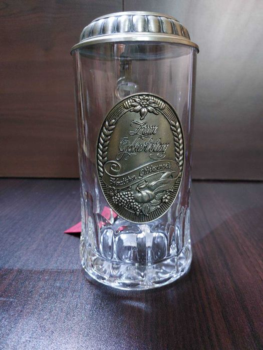 Сувенир / Подарък за мъж - луксозна немска халба за бира GERZ Demix, 0.5L