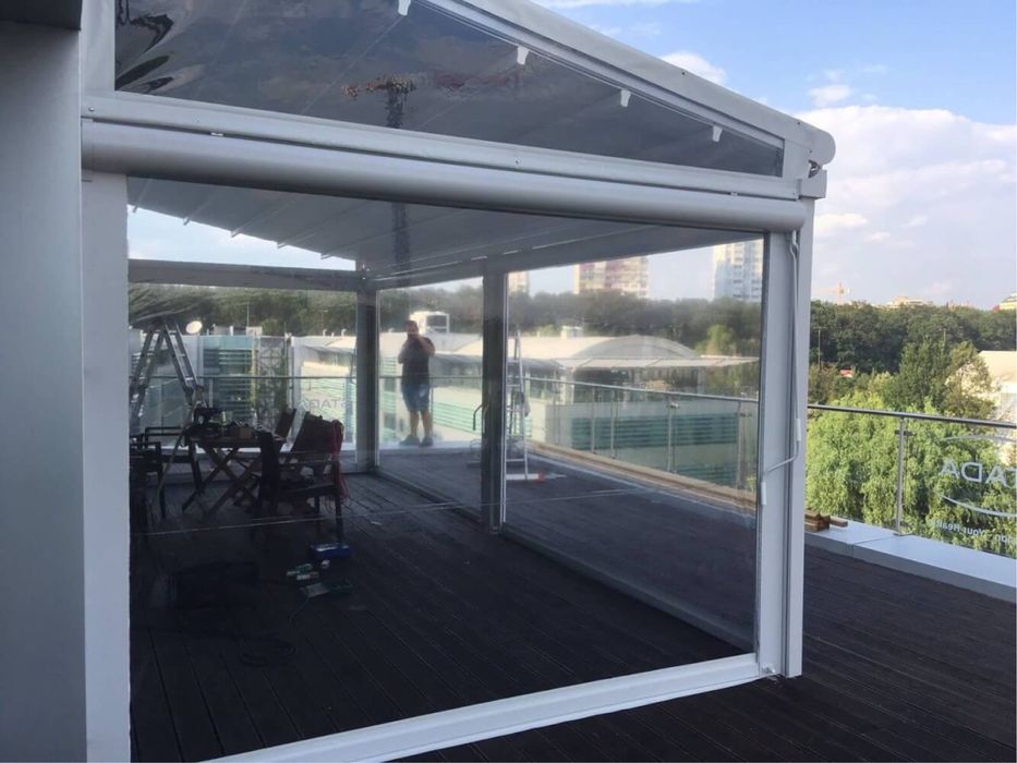 Ветроупорни завеси кристал вини PVC найлон барбекю сенници тенти перголи шатри навес ветробрани