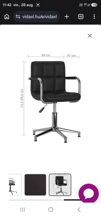 scaune de masă pivotante, piele ecologică, negru