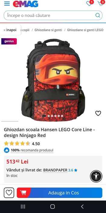Ghiozdan copii LEGO Ninjago