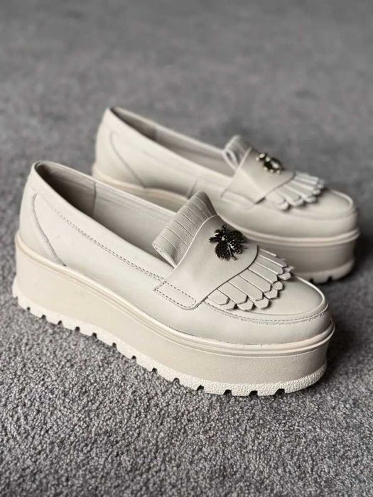 Mocasini dama din piele naturala culoare bej