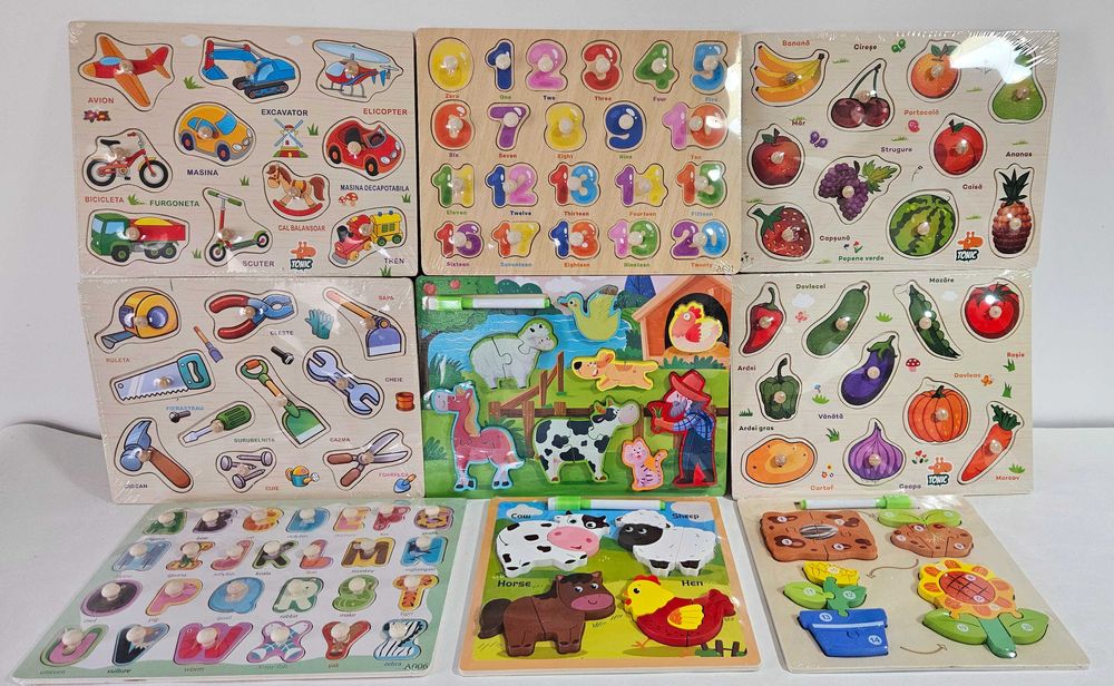 Lot de jucarii educative din lemn. Jucarii Montessori