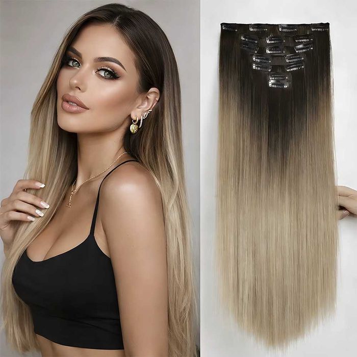 Екстеншън с клипс / треса / 7 реда треси с клипси / Удължение за Коса