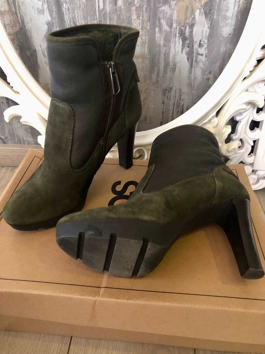 Botine imblanite piele 100% naturala cu platforma MANAS marime 39