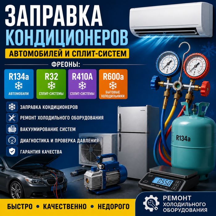 Заправка кондиционеров. Ремонт холодильников.