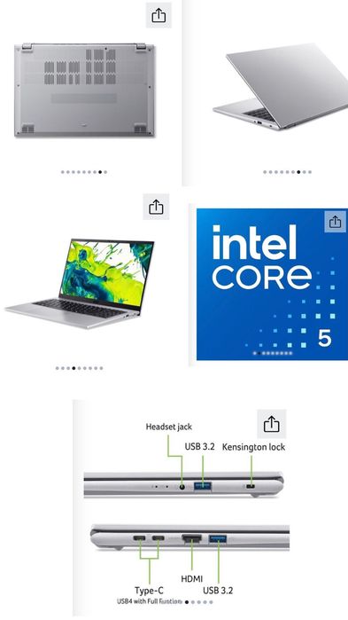 Laptop Acer Aspire Go 15 AG15-72P-5903 156 FHD Intel Core i5 16GB RAM 512GB SSD Argintiu