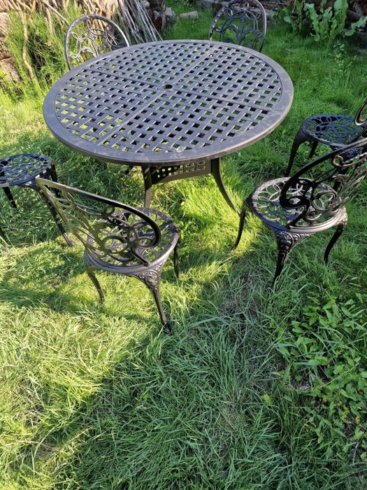 Masa cu 6 scaune din aluminiu pt terasa/ gradina