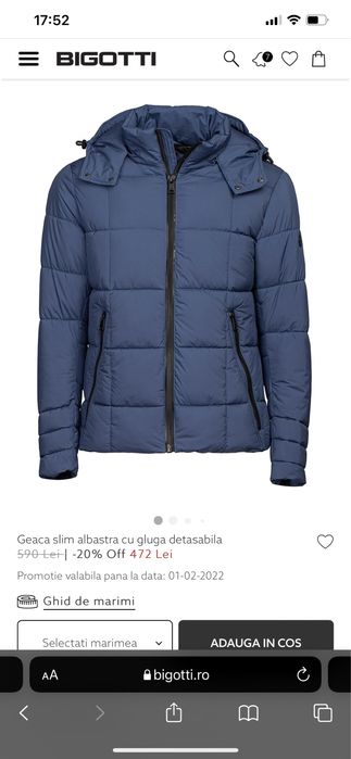 Geaca Bigotti  Noua Marime XS  pentru copii 9-11