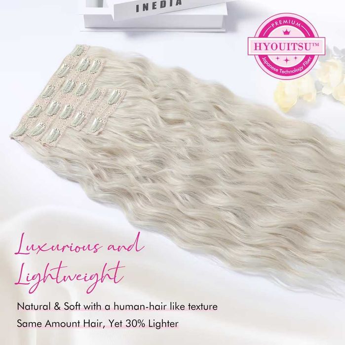 Extensii de păr blonde cu clips 24" – Blond platinat